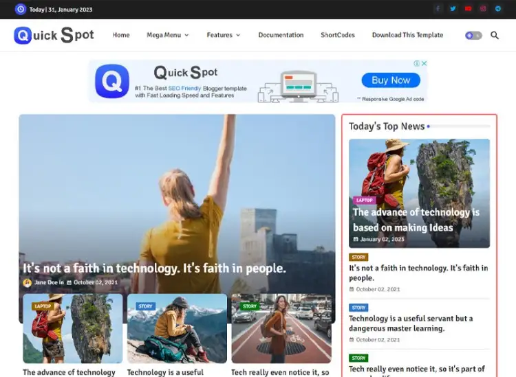 Quick Spot Blogger Template