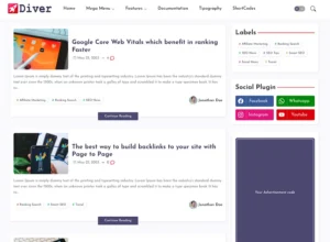 Diver — Responsive Magazine Blogger Template (SEO & AdSense Ready)