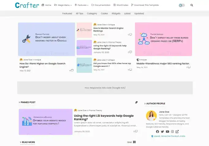 Crafter Blogger Template