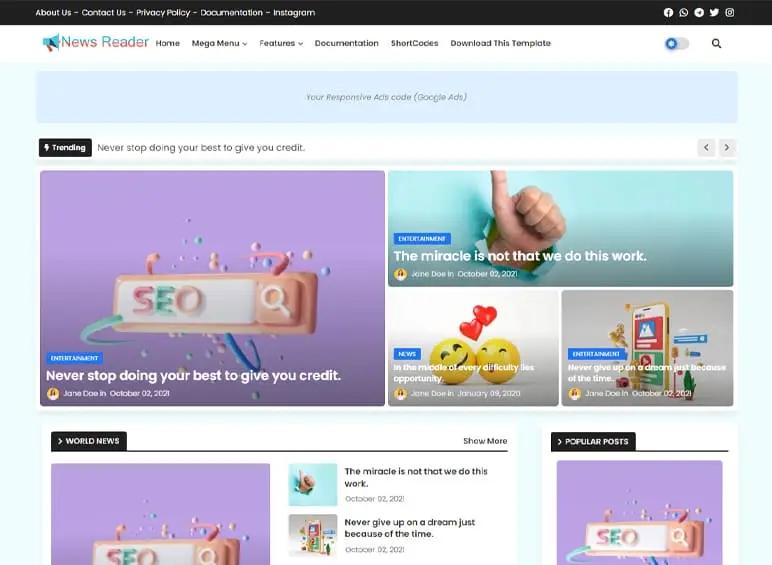News Reader Blogger Template
